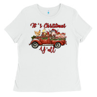 White it's christmas y'all truck with farm animals Ladies Tee - RanaPortraitStore