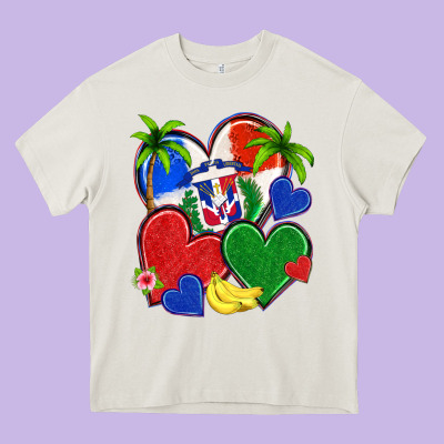 Dominican Repuclic Hearts Heavy Core Tee Designed By Nancycooperartshop
