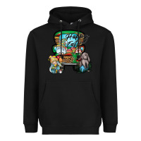 Black Happy Easter Heavyweight Hoodie - CowhideDigitalArt