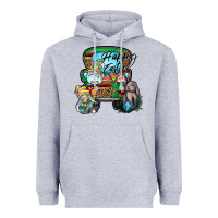 Heather Grey Happy Easter Heavyweight Hoodie - CowhideDigitalArt