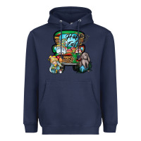 Navy Happy Easter Heavyweight Hoodie - CowhideDigitalArt