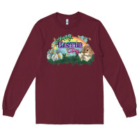 Burgundy Happy Easter Day rainbow Long Sleeve Tee - HowdyJamesFarm