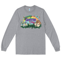 Heather Grey Happy Easter Day rainbow Long Sleeve Tee - HowdyJamesFarm