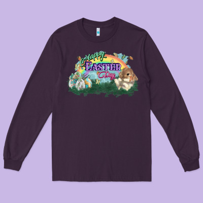 Happy Easter Day Rainbow Long Sleeve Tee Designed By Howdyjamesfarm