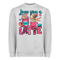 Heather Grey love you a latte Heavyweight Sweatshirt - OliviaCreatesArt