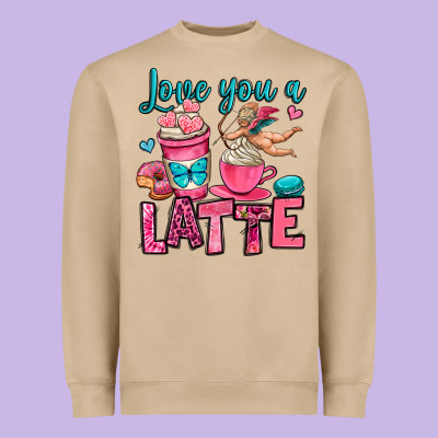 Love You A Latte Heavyweight Sweatshirt Designed By Oliviacreatesart