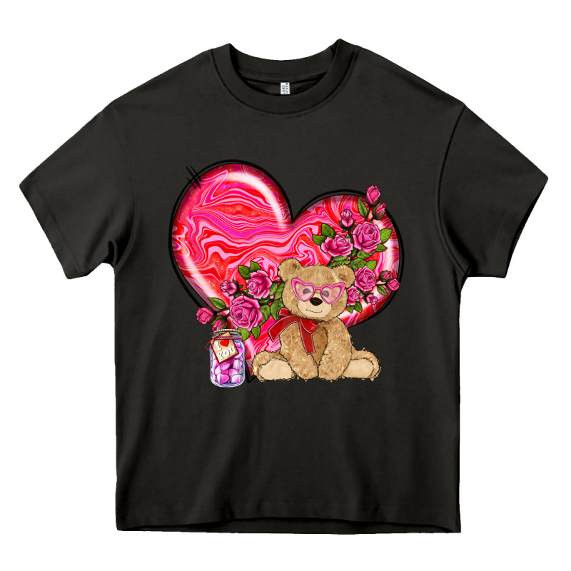 Valentines Heart With Bear Heavy Core Tee by NancyCooperArtShop | Teevron