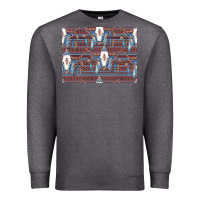 Charcoal Heather Bull Skull Pattern Premium Sweatshirt - CowhideDigitalArt
