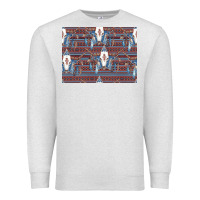 Oatmeal Heather Bull Skull Pattern Premium Sweatshirt - CowhideDigitalArt
