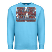 Ocean Blue Bull Skull Pattern Premium Sweatshirt - CowhideDigitalArt