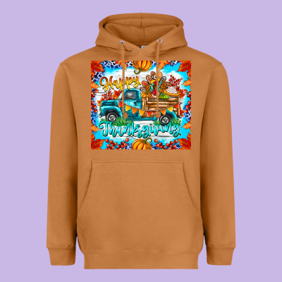 Happy Thanksgiving Heavyweight Hoodie Designed By Cowhidedigitalart