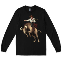 Black Cowboy bull rodeo Long Sleeve Tee - HowdyJamesFarm