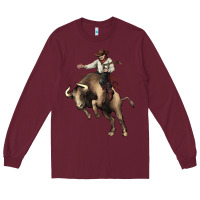 Burgundy Cowboy bull rodeo Long Sleeve Tee - HowdyJamesFarm
