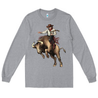 Heather Grey Cowboy bull rodeo Long Sleeve Tee - HowdyJamesFarm