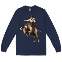 Navy Cowboy bull rodeo Long Sleeve Tee - HowdyJamesFarm