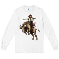 White Cowboy bull rodeo Long Sleeve Tee - HowdyJamesFarm