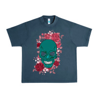 Midnight Navy Skull with flowers Urban Heavy Tee - Bettercallsaul