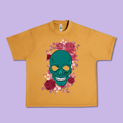Skull With Flowers Urban Heavy Tee Designed By Bettercallsaul