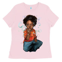 Bubblegum Pink afro black boy Ladies Tee - NancyCooperArtShop