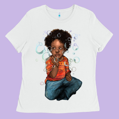Afro Black Boy Ladies Tee Designed By Nancycooperartshop