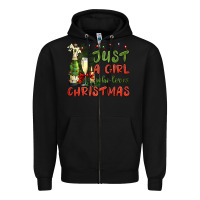 Black just a girl who loves christmas Zipper Hoodie - BundleAndBundleShop