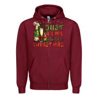 Burgundy just a girl who loves christmas Zipper Hoodie - BundleAndBundleShop