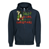 Navy just a girl who loves christmas Zipper Hoodie - BundleAndBundleShop