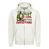 Oatmeal Heather just a girl who loves christmas Zipper Hoodie - BundleAndBundleShop