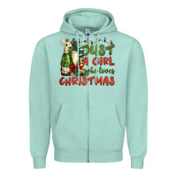 Seafoam just a girl who loves christmas Zipper Hoodie - BundleAndBundleShop