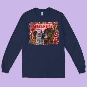 Valentine Heifers Long Sleeve Tee Designed By Ranaportraitstore