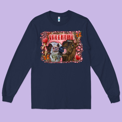 Valentine Heifers Long Sleeve Tee Designed By Ranaportraitstore