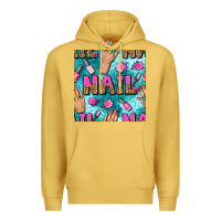 Antique Gold nail art hands and polish with turquoise leopard and glitter seamless  Premium Hoodie - BundleAndBundleShop