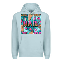 Blue Mist nail art hands and polish with turquoise leopard and glitter seamless  Premium Hoodie - BundleAndBundleShop