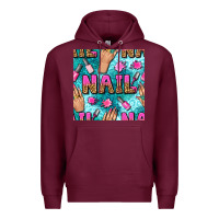 Burgundy nail art hands and polish with turquoise leopard and glitter seamless  Premium Hoodie - BundleAndBundleShop