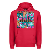 Cardinal nail art hands and polish with turquoise leopard and glitter seamless  Premium Hoodie - BundleAndBundleShop