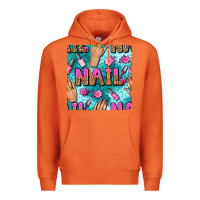 Carrot nail art hands and polish with turquoise leopard and glitter seamless  Premium Hoodie - BundleAndBundleShop