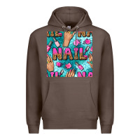 Coffee nail art hands and polish with turquoise leopard and glitter seamless  Premium Hoodie - BundleAndBundleShop