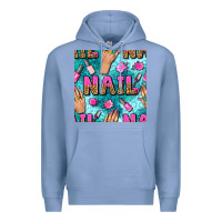 Colony Blue nail art hands and polish with turquoise leopard and glitter seamless  Premium Hoodie - BundleAndBundleShop