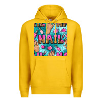 Lemon nail art hands and polish with turquoise leopard and glitter seamless  Premium Hoodie - BundleAndBundleShop