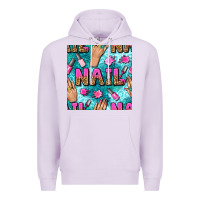 Lilac nail art hands and polish with turquoise leopard and glitter seamless  Premium Hoodie - BundleAndBundleShop
