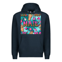 Navy nail art hands and polish with turquoise leopard and glitter seamless  Premium Hoodie - BundleAndBundleShop