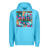 Ocean Blue nail art hands and polish with turquoise leopard and glitter seamless  Premium Hoodie - BundleAndBundleShop