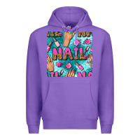Purple nail art hands and polish with turquoise leopard and glitter seamless  Premium Hoodie - BundleAndBundleShop
