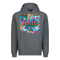Rock nail art hands and polish with turquoise leopard and glitter seamless  Premium Hoodie - BundleAndBundleShop