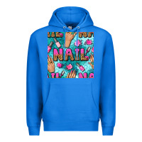True Royal nail art hands and polish with turquoise leopard and glitter seamless  Premium Hoodie - BundleAndBundleShop