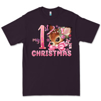 Plum my first christmas pink reindeer Premium Tee - MaliasSmallBusiness