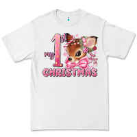 White my first christmas pink reindeer Premium Tee - MaliasSmallBusiness