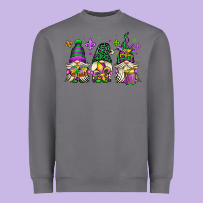 Mardi Gras Gnomes Heavyweight Sweatshirt Designed By Oliviacreatesart
