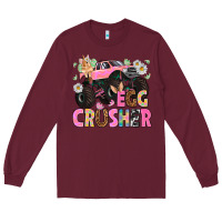 Burgundy Egg crusher Easter Day Long Sleeve Tee - HowdyJamesFarm