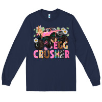 Navy Egg crusher Easter Day Long Sleeve Tee - HowdyJamesFarm